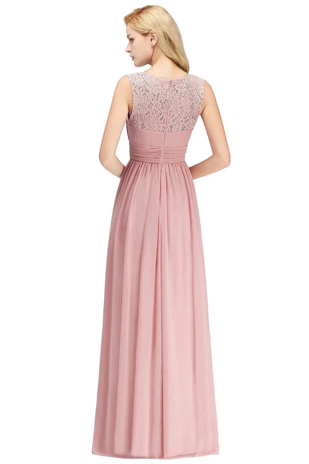 robe demoiselle d'honneur longue rose poudré style chic coupe fluide parfaite pour mariage invité