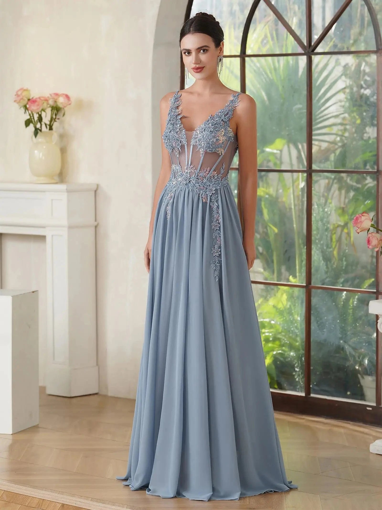 robe de soirée princesse longue fluide pour mariage invitée chic élégante et féminine
