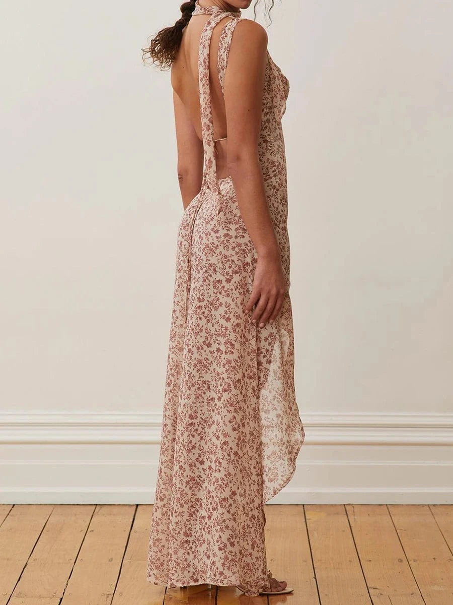 robe été bohème longue dos nu fluide femme couleur blanche pour plage ou mariage invité chic