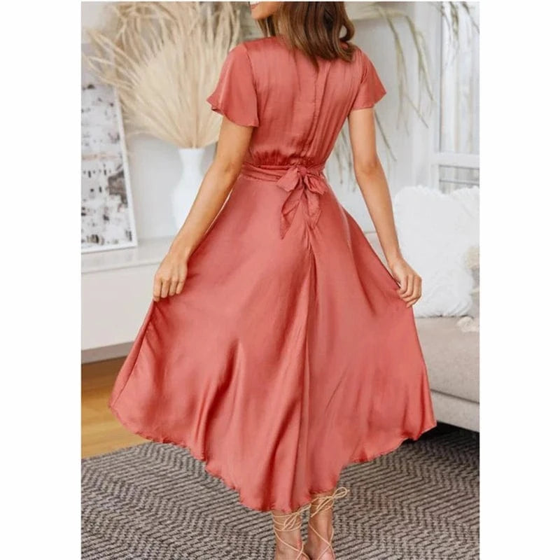 robe bohème asymétrique été à manches longues bouffantes idéale pour look chic et décontracté