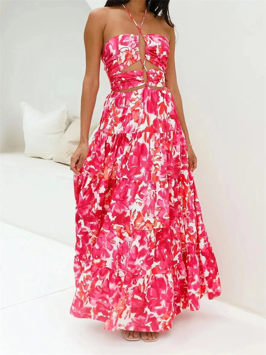 Robe bohème longue fleurie fluide