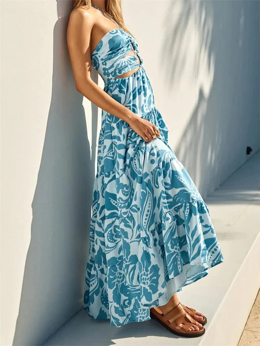 Robe bohème longue fleurie fluide