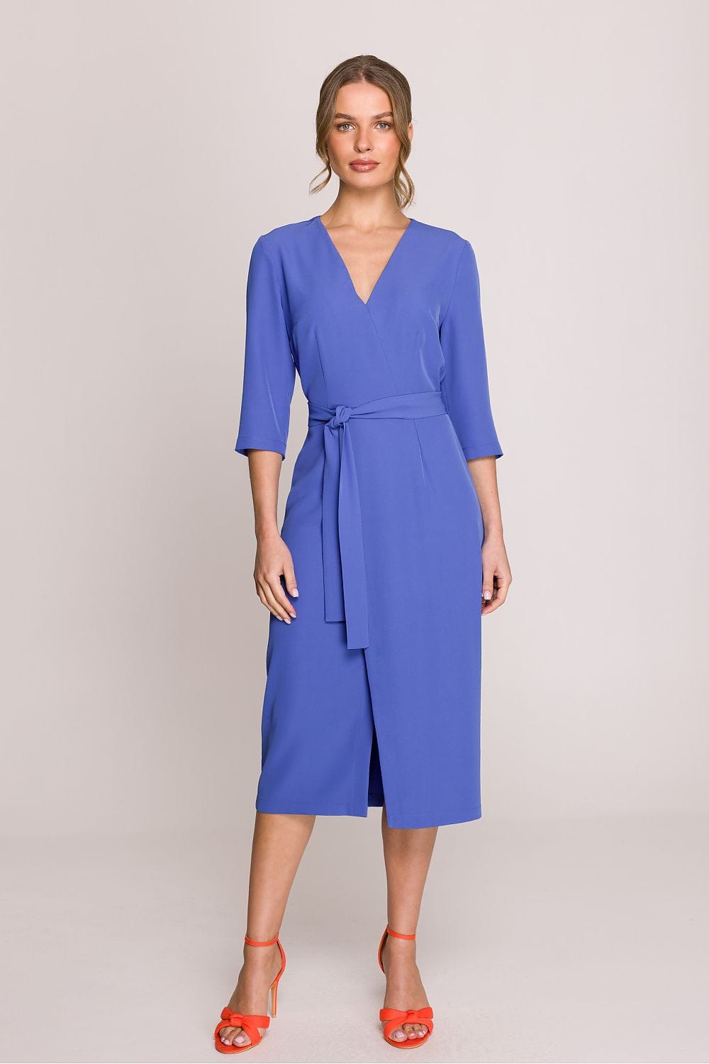 robe midi habillée droite pour cocktail chic manches longues idéale soirée ou mariage invité