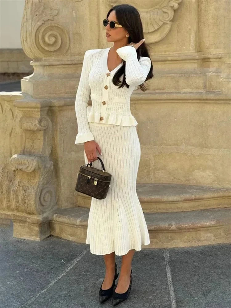 Robe crochet blanche casual manches longues