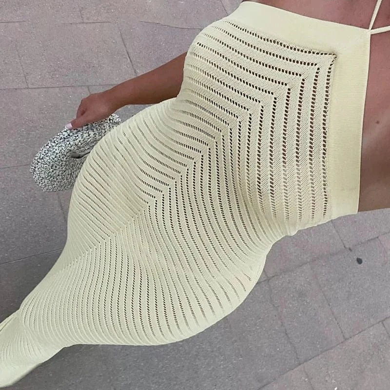 Robe d'été jaune longue en crochet