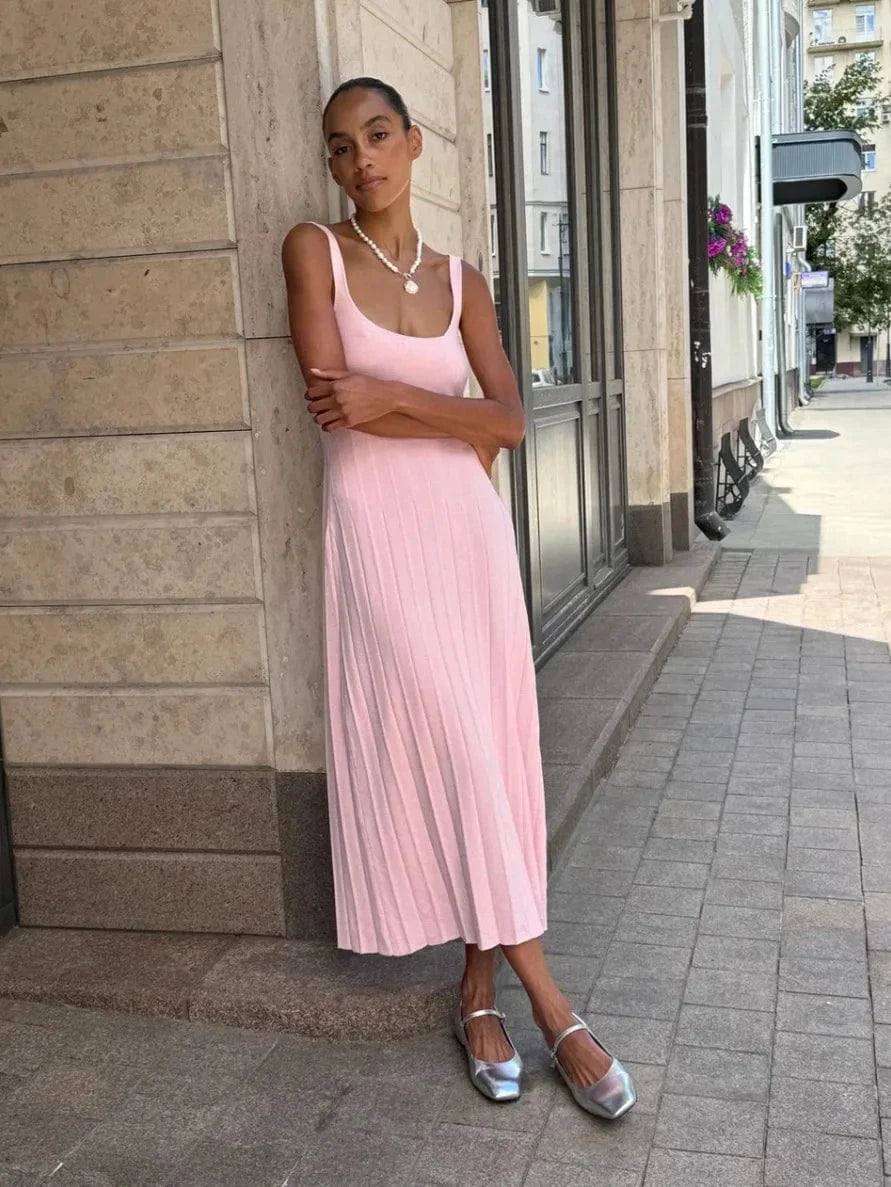 Robe d'été moulante côtelée sans manches