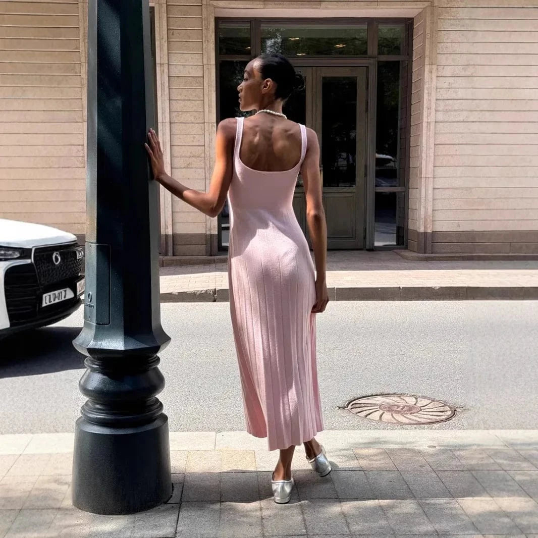 Robe d'été moulante côtelée sans manches