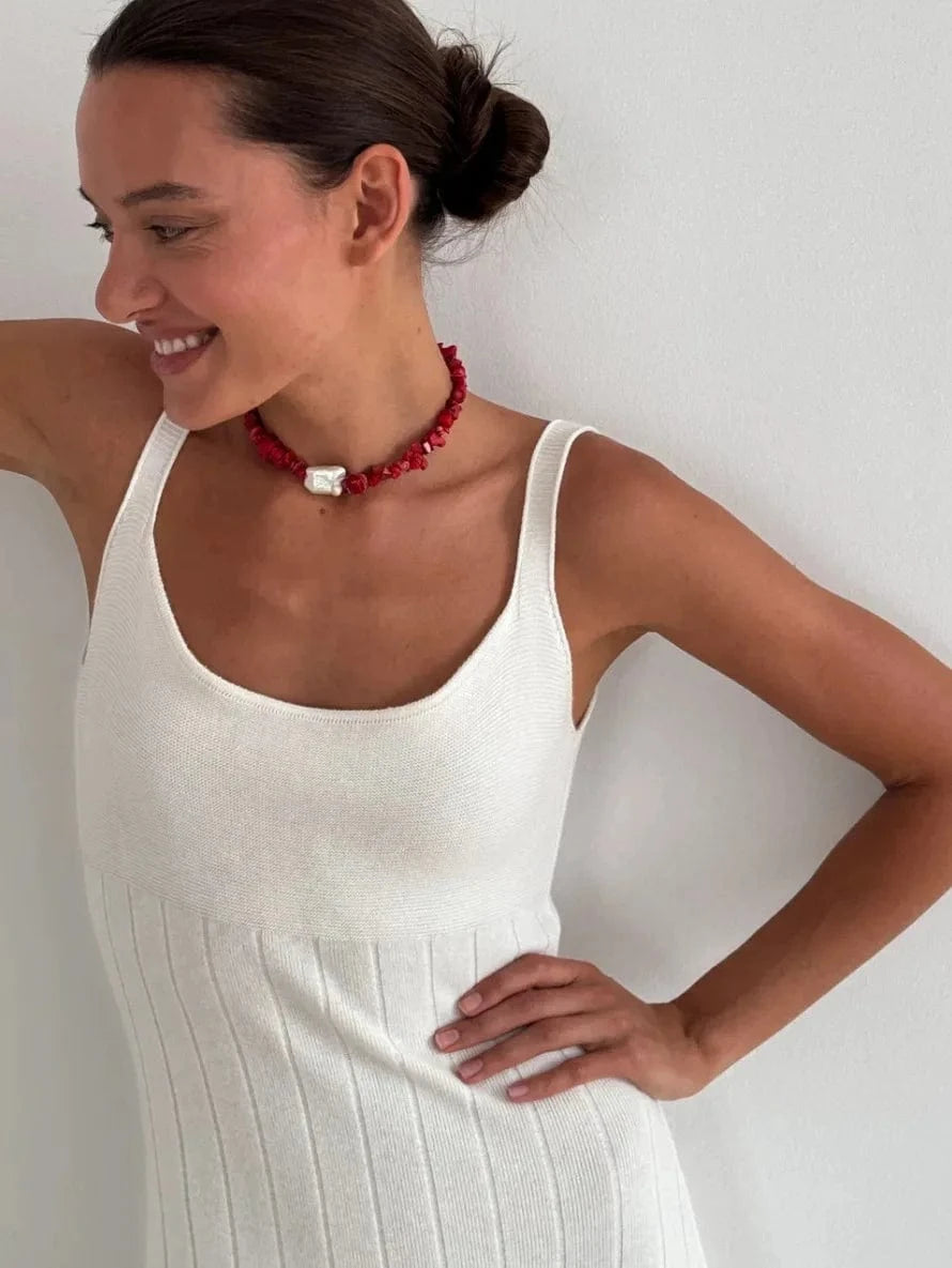 Robe d'été moulante côtelée sans manches