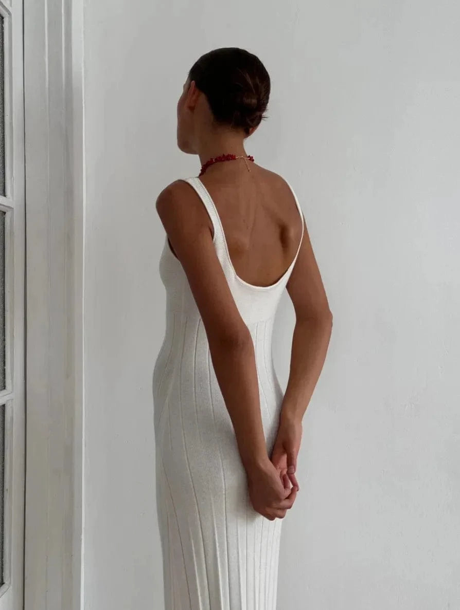 Robe d'été moulante côtelée sans manches