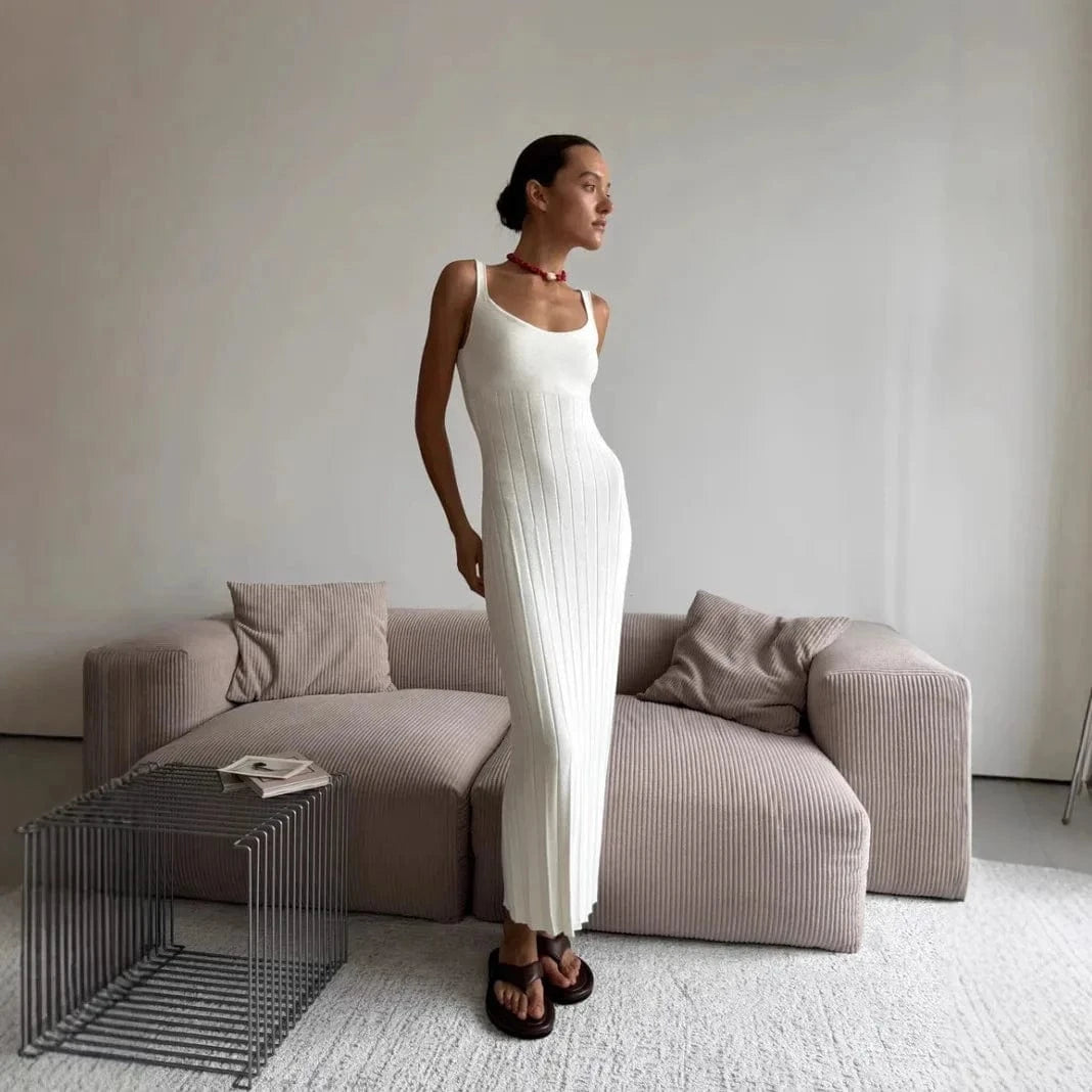 Robe d'été moulante côtelée sans manches