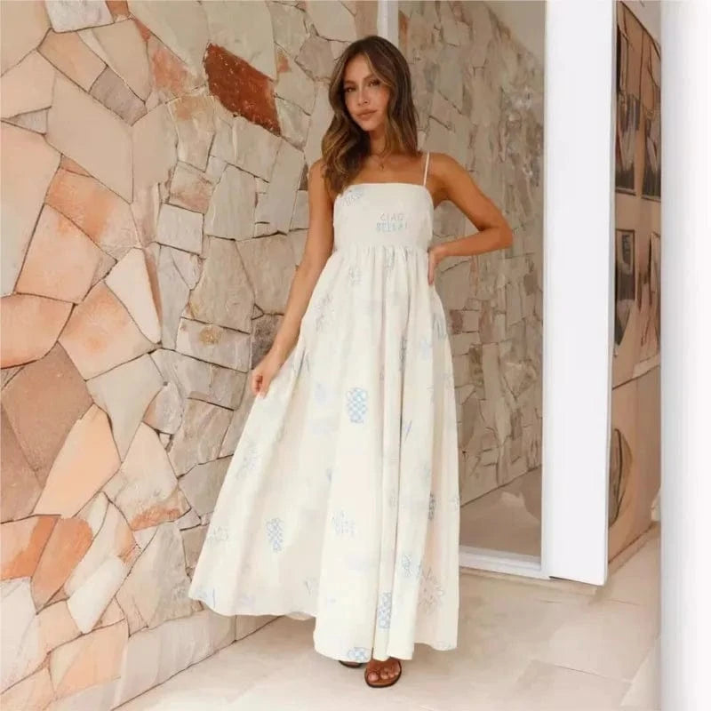 robe d’été blanche fluide casual sans manches courte style décontracté parfaite pour plage