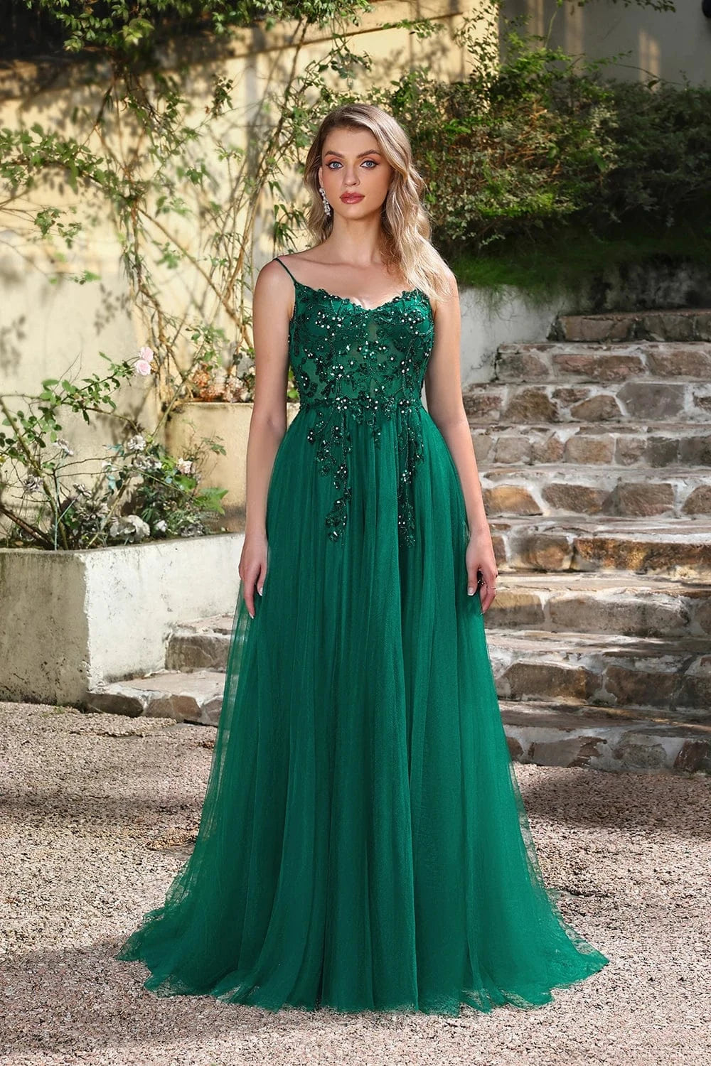 robe de bal longue dos nu chic pour soirée élégante, silhouette princesse fluide et raffinée