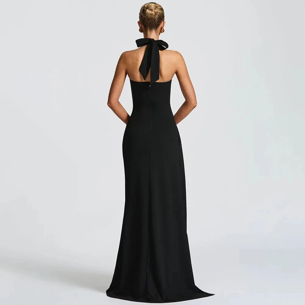 Robe de gala longue fendue dos nu