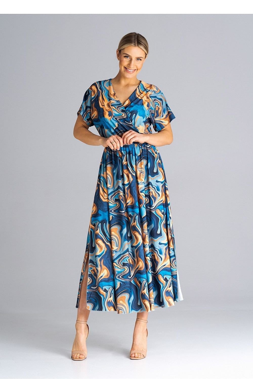 robe été casual longue manches courtes coupe droite fluide légère beige parfaite pour les journées chaudes