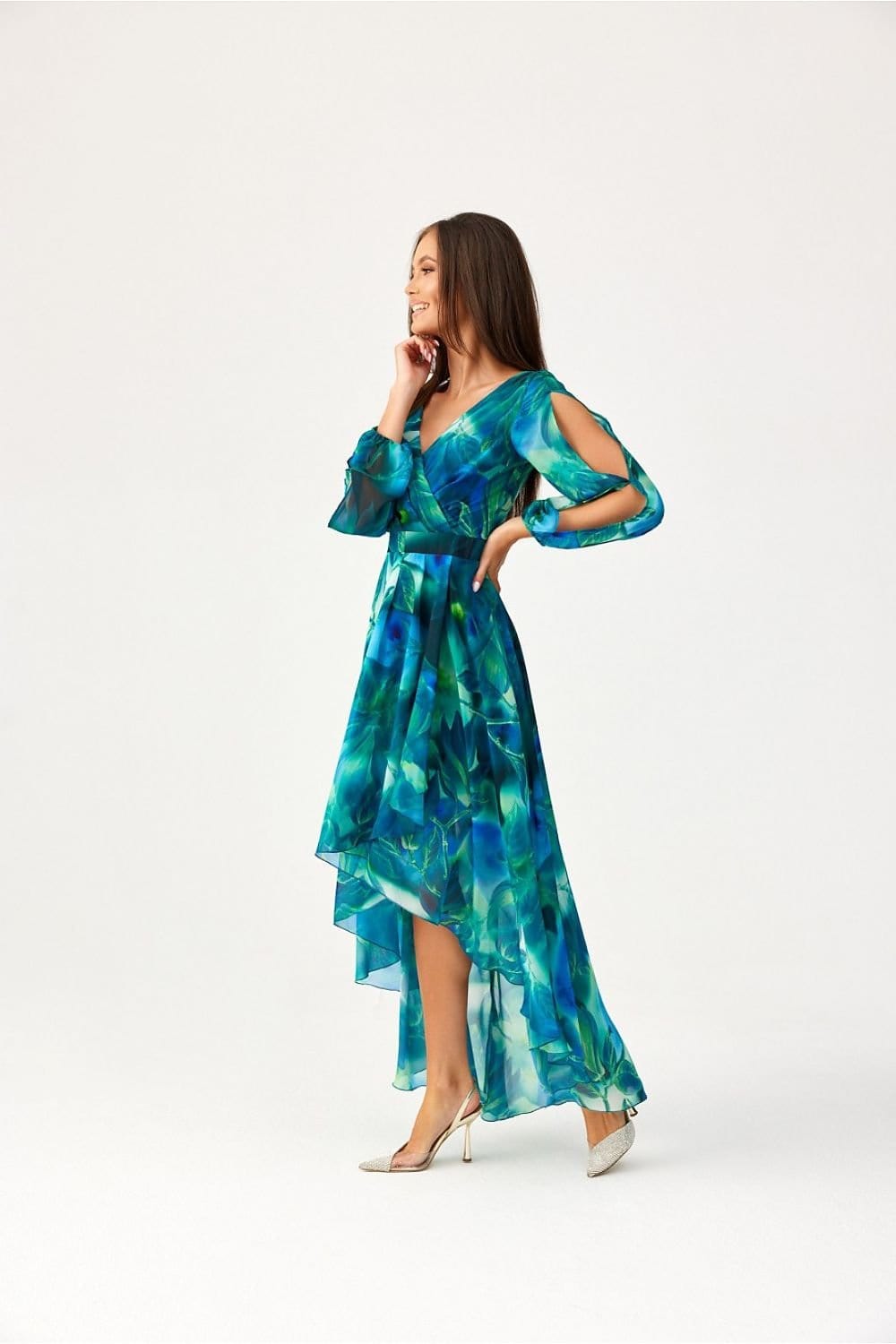 robe bohème asymétrique manches longues idéale pour mariage invité chic ou soirée élégante