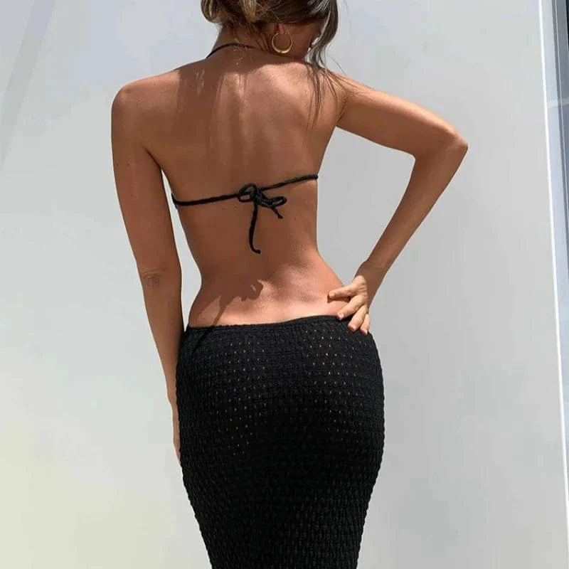 Robe de plage sexy longue sans manches