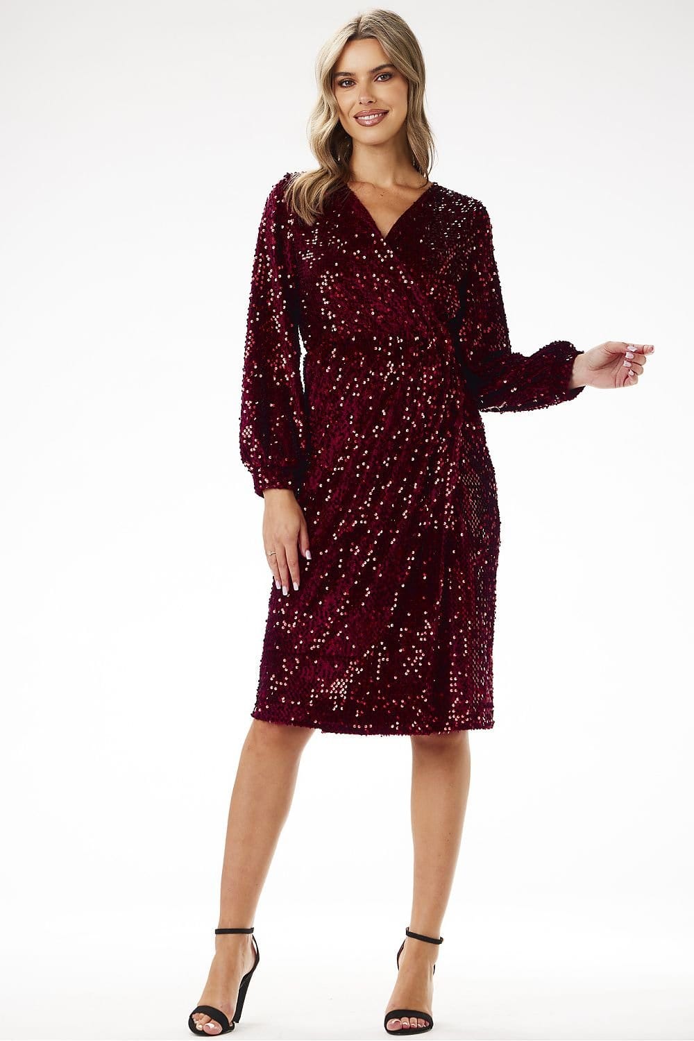 robe soirée chic à sequins midi manches longues moulante pour nouvel an ou soirée festive élégante