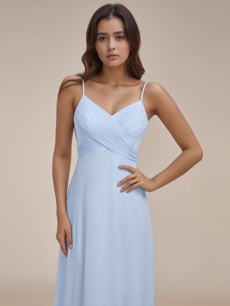 Robe de soirée bleu ciel longue dos nu