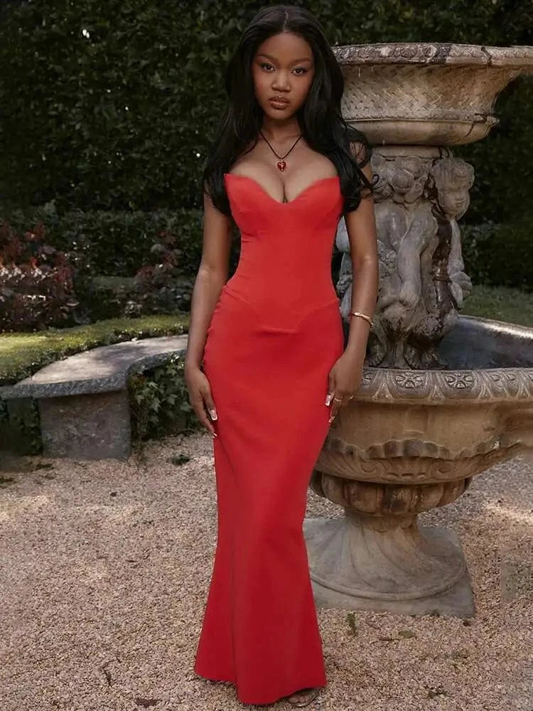 pink long dresses Robe de soirée bustier sirène longue