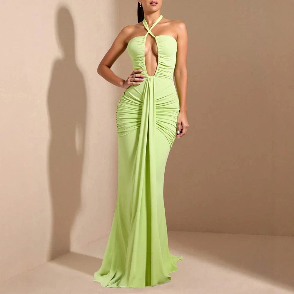 Robe de soirée chic verte moulante