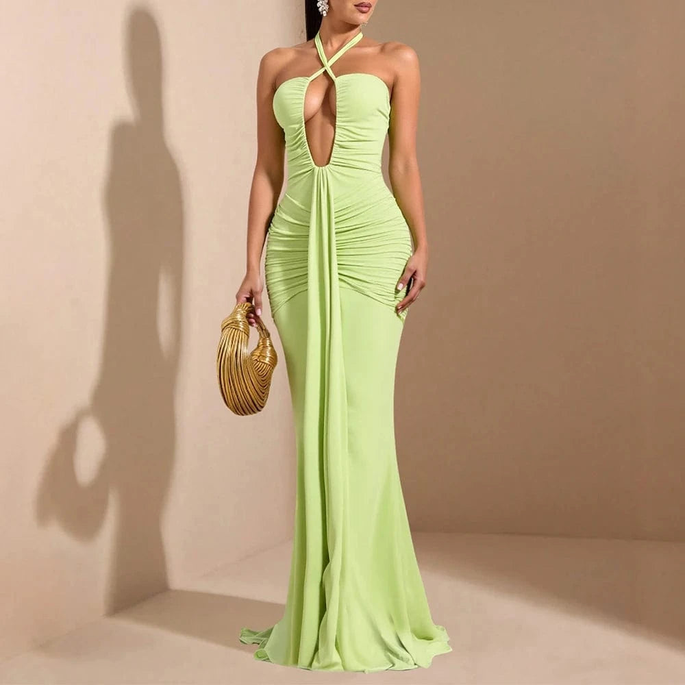 Robe de soirée chic verte moulante