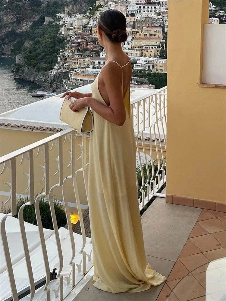 robe de soirée sexy dos nu longue en satin pour mariage invité chic ou nouvel an élégant