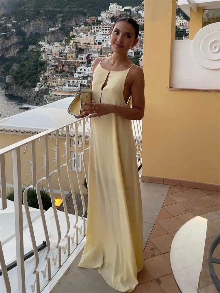 robe de soirée sexy longue dos nu en satin fendue chic pour mariage invité ou gala élégant