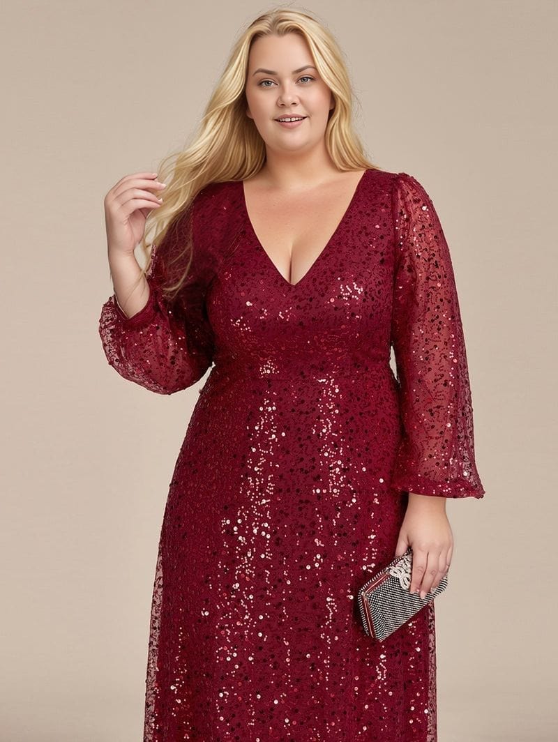 Robe de soirée grande taille longue manches longues