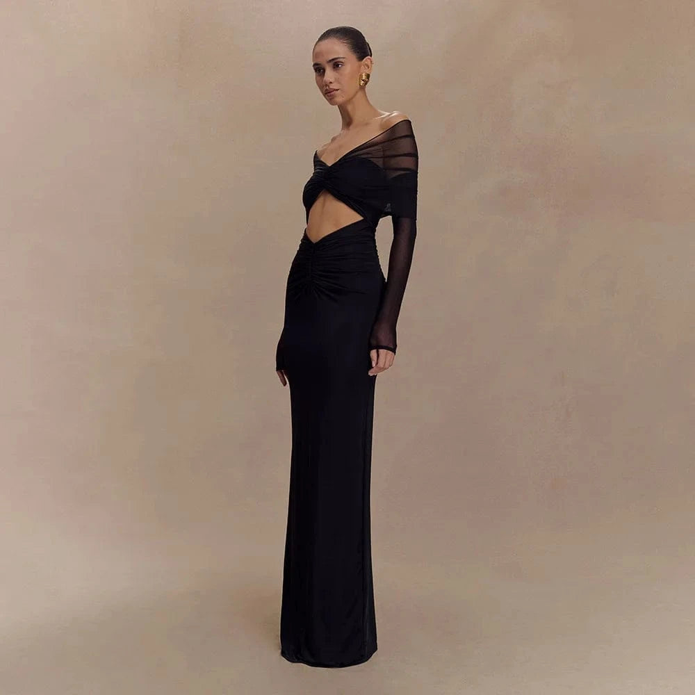 Robe de soirée maxi épaules dénudées