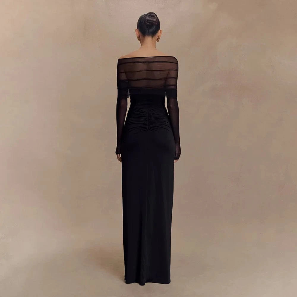 Robe de soirée maxi épaules dénudées