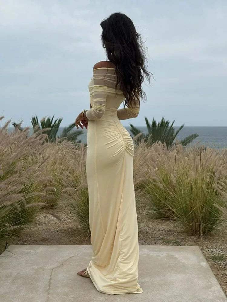 Robe de soirée maxi épaules dénudées