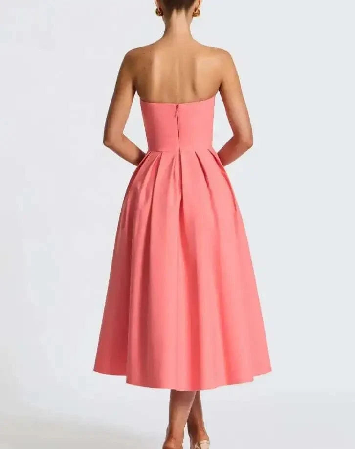 Robe de soirée midi évasée haut bustier