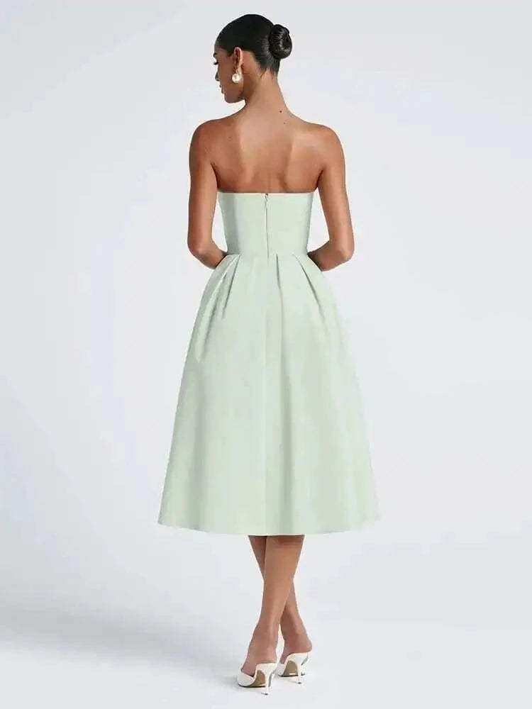 Robe de soirée midi évasée haut bustier