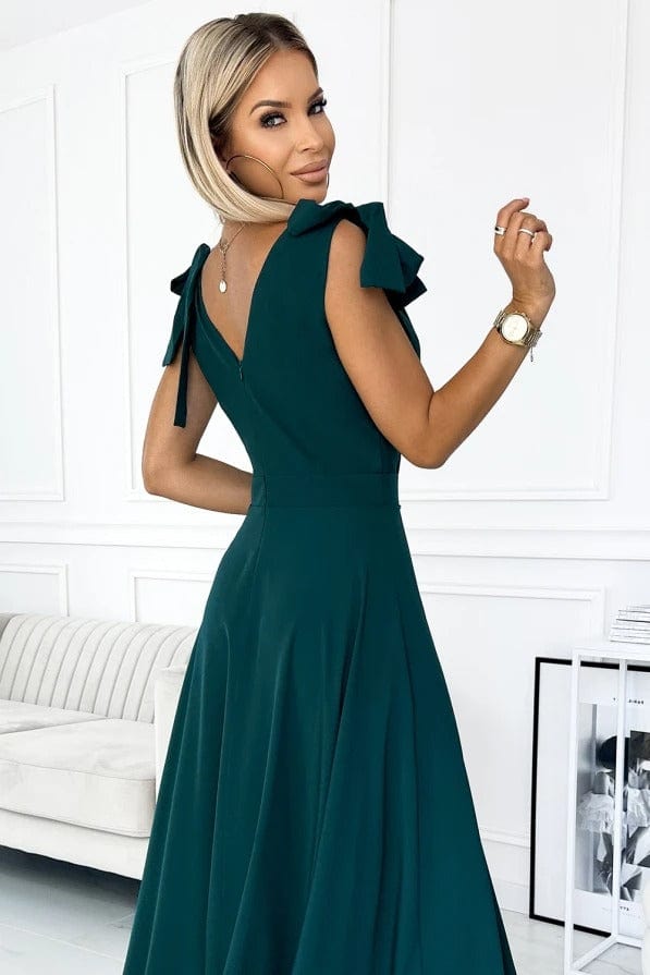robe de soirée chic longue verte élégante pour mariage invité ou cérémonie estivale