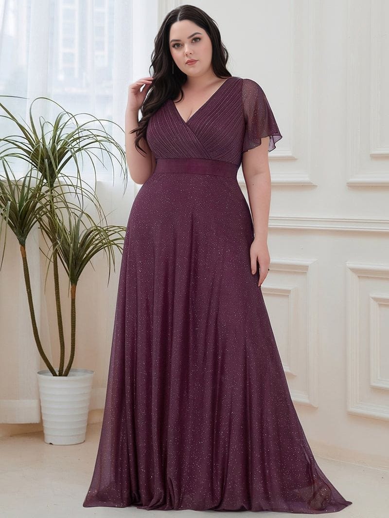 Robe de soirée violette scintillante grande taille