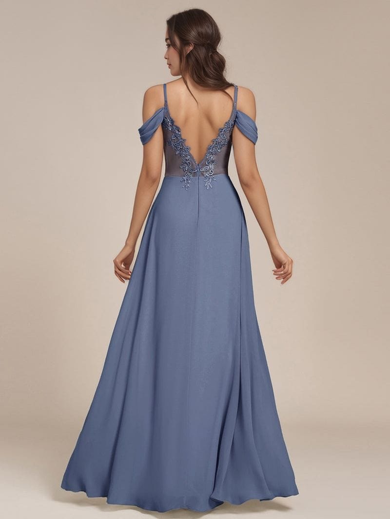 Robe demoiselle d'honneur bleue dos nu