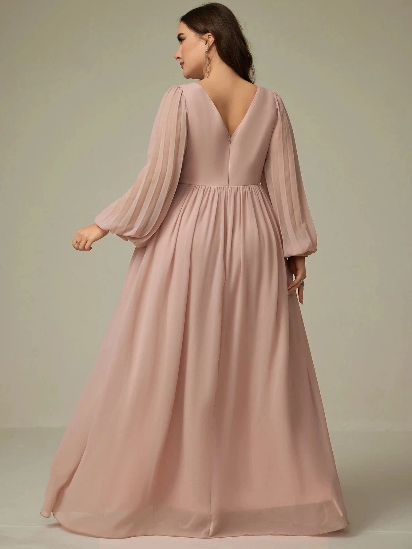 robe demoiselle d'honneur grande taille chic manches longues fluide violette longue élégante
