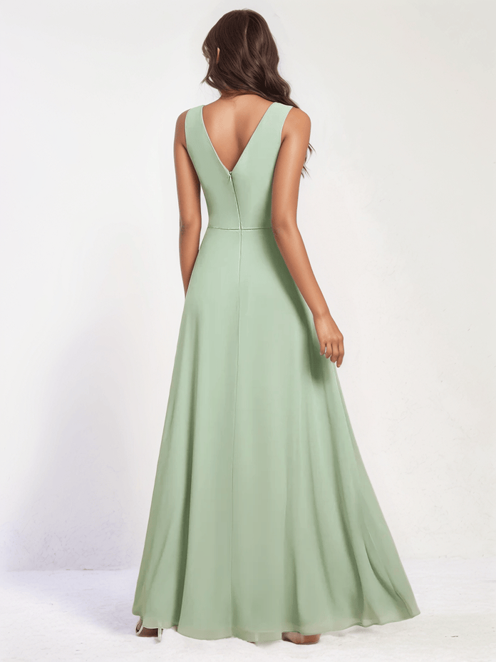 Robe demoiselle d'honneur verte menthe longue