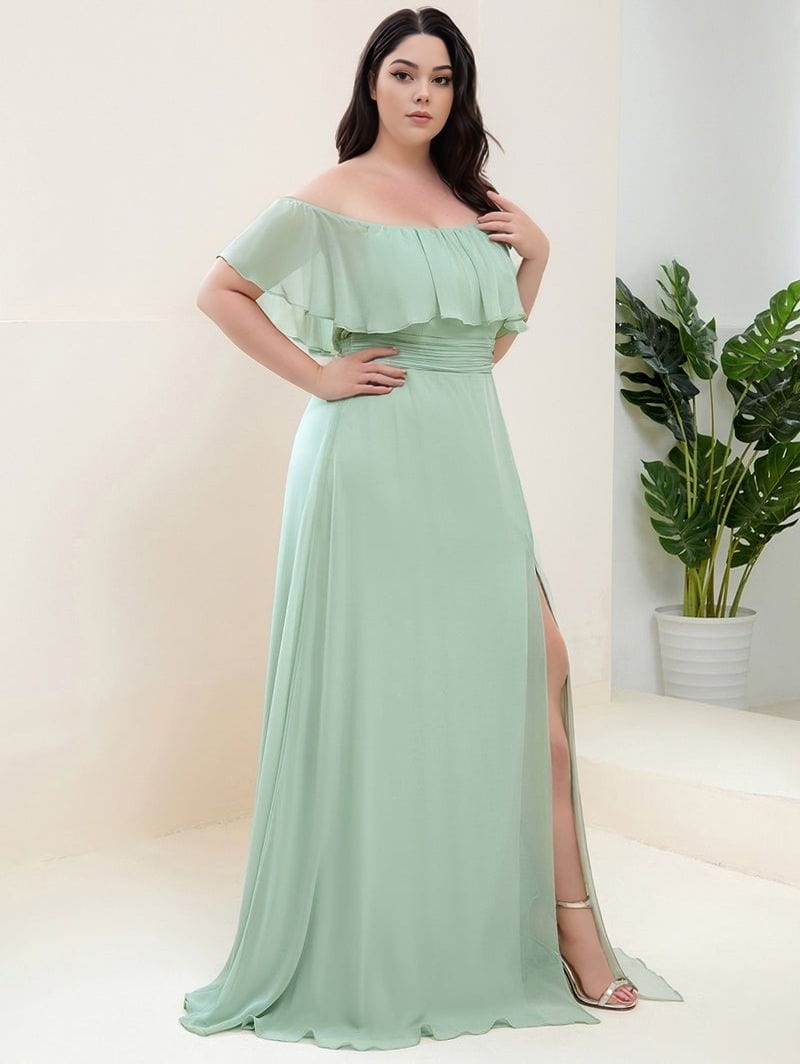Robe demoiselle d'honneur verte sauge grande taille