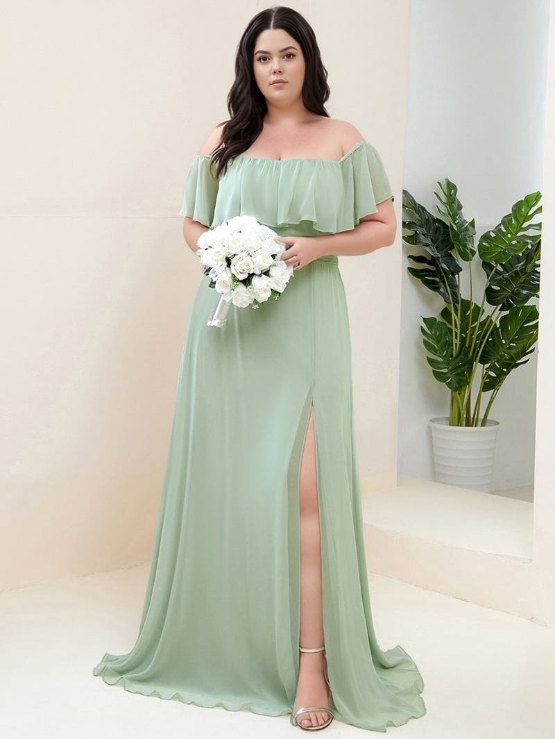 Robe demoiselle d'honneur verte sauge grande taille