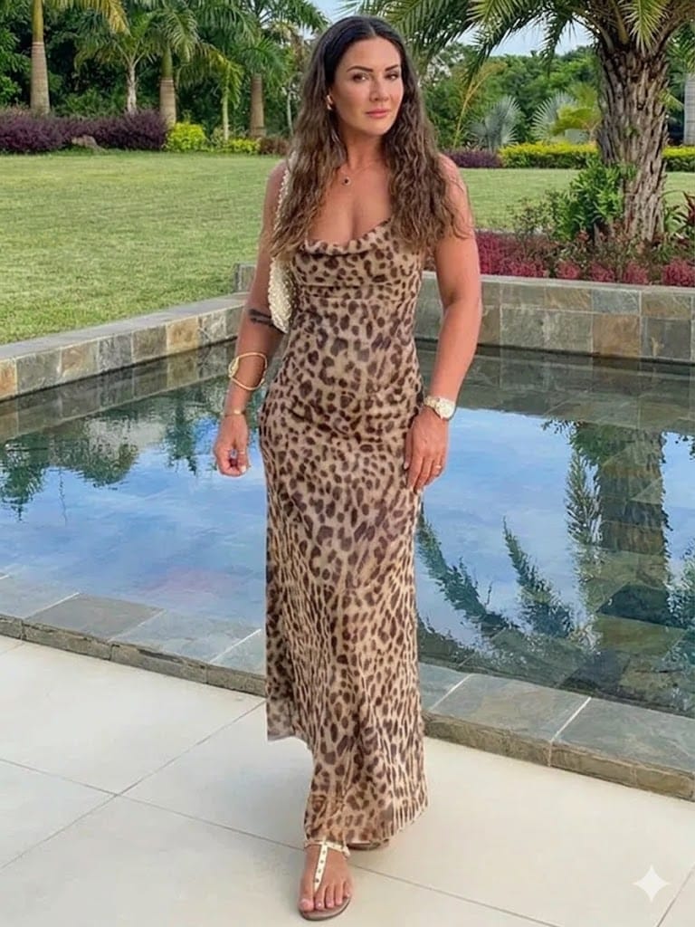 Robe été à imprimé léopard longue