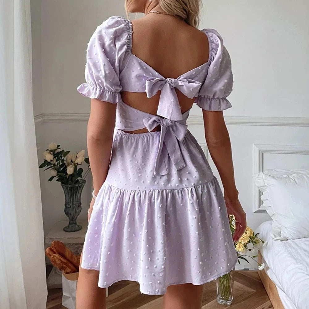 robe été fleurie courte à manches longues bouffantes et encolure carrée style bohème chic