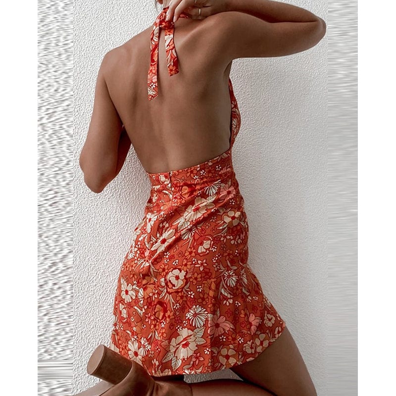 robe été courte fleurie dos nu style bohème invitée mariage chic manches courtes légère et fluide