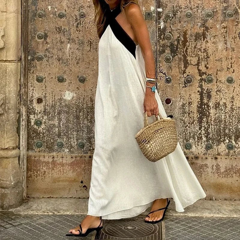 robe été bohème longue fluide dos nu idéale pour un mariage invité ou une soirée chic en plein air