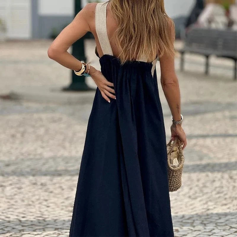robe été bohème longue dos nu fluide pour plage ou cérémonie en extérieur, style chic et décontracté