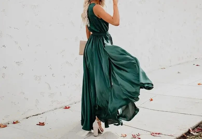 robe été bohème longue fendue décolletée sans manches fluide femme idéale pour plage ou mariage invité