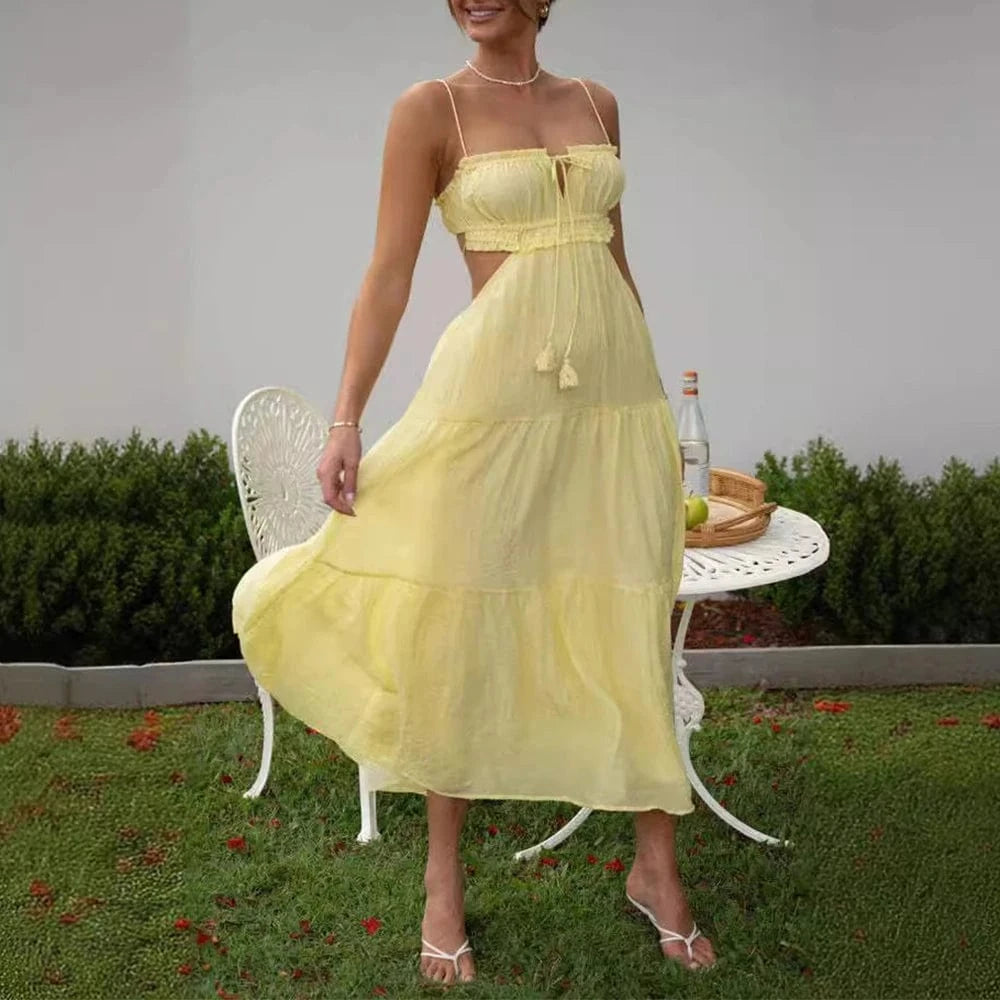 robe été bohème fluide midi à manches courtes style champêtre pour plage ou mariage invité chic