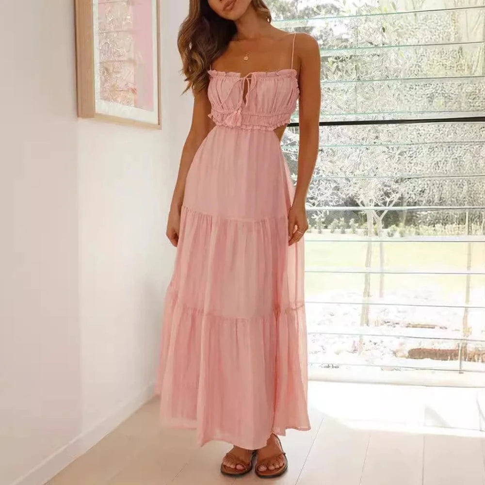 robe été bohème midi fluide trapèze sans manches pour mariage invité chic ou journée à la plage