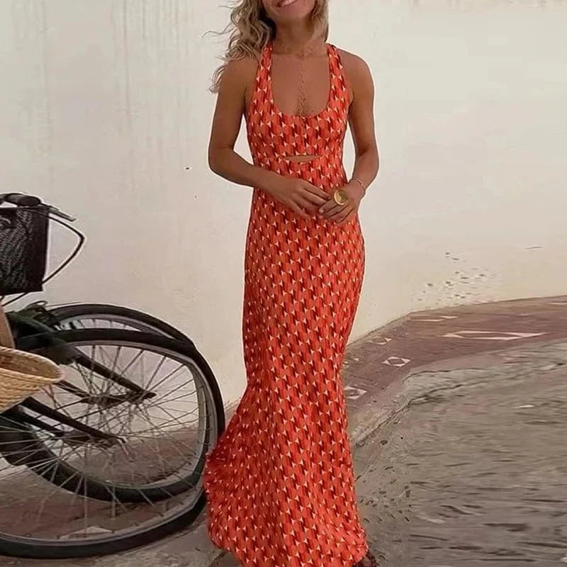 robe longue été bohème dos nu pour la plage, fluide et légère idéale pour les journées ensoleillées