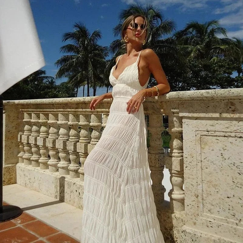 Robe été bohème longue frossée